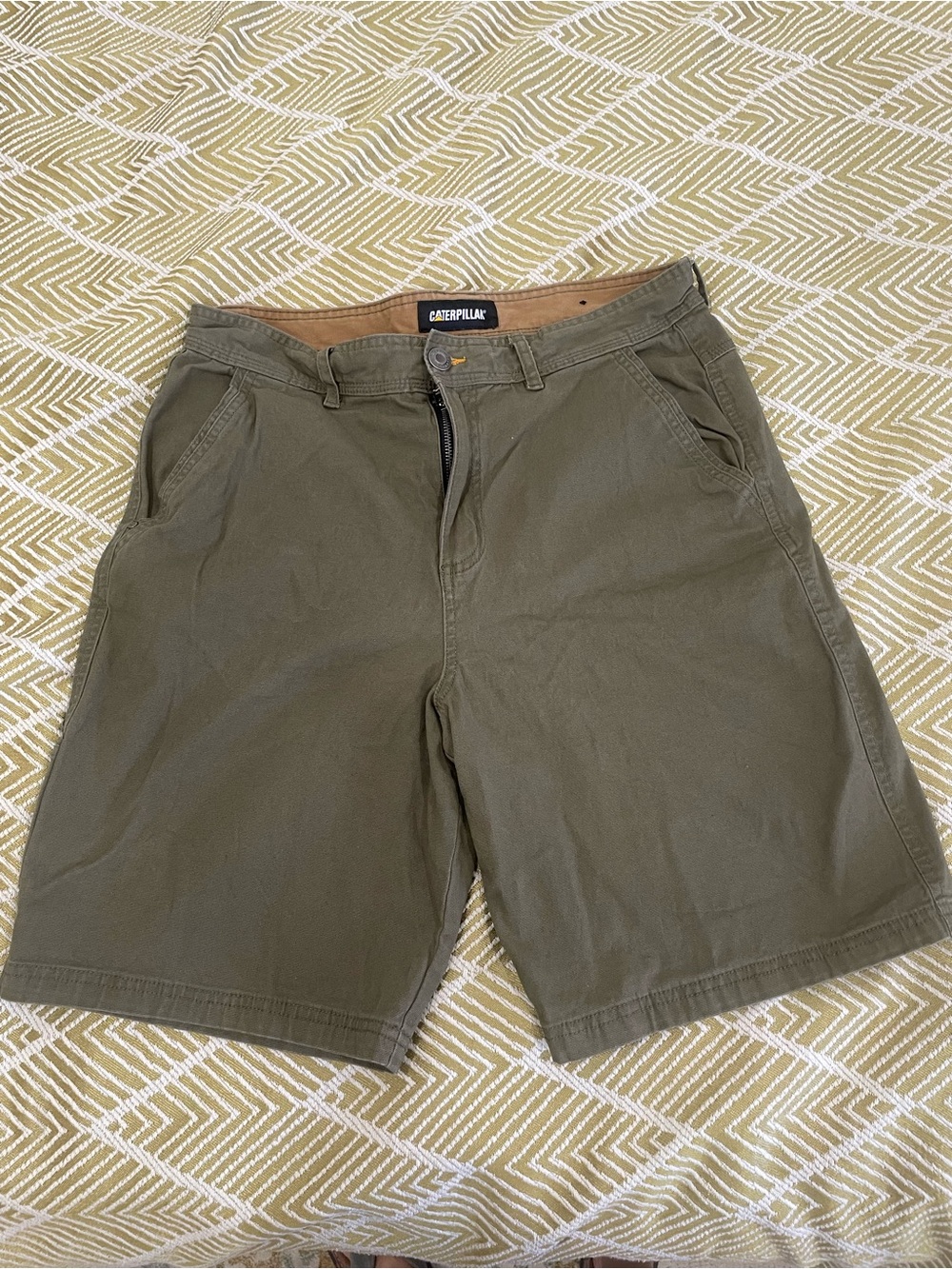 Caterpillar Olive Green Men's Flat Front Work Shorts
